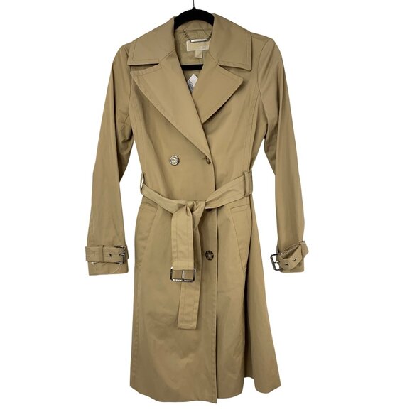 NWT Michael Kors Womens Khaki Trench Coat Size 2 - Picture 2 of 10
